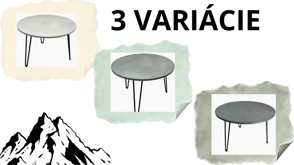 Tri farebné vyhotovenia stolíkov LUMA CONCRETE